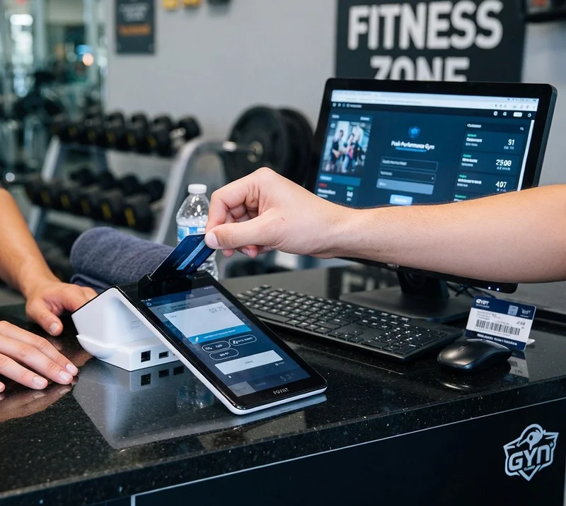 GymPoint Payments smart terminal processing a card payment